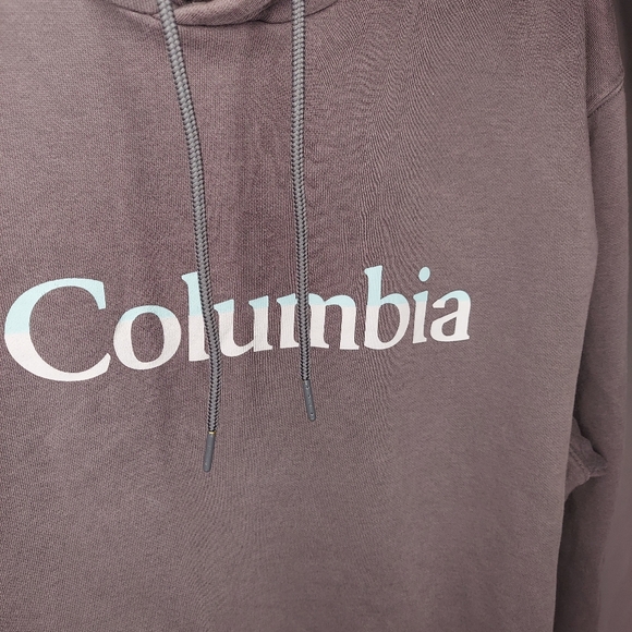 Columbia Fleece Hoodie Sweatshirt Mens XXL Gray Spell-out Logo Drawstring Pocket - Picture 4 of 8